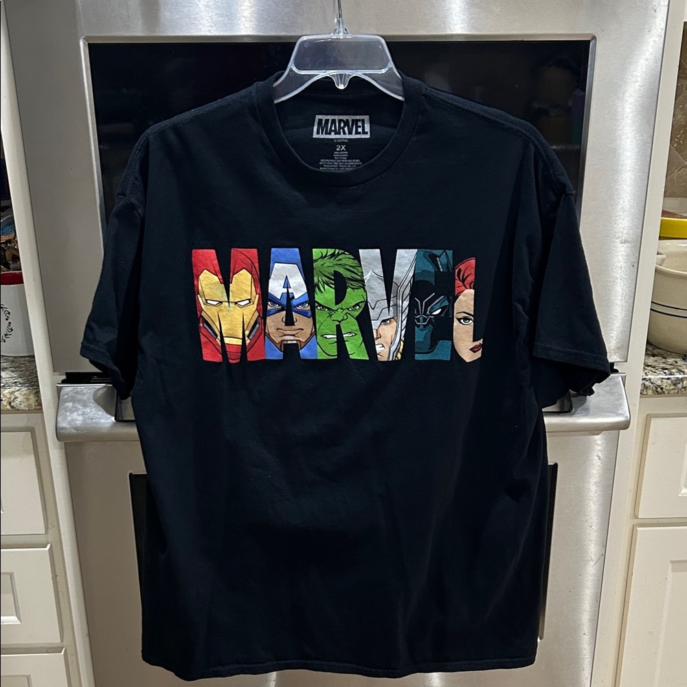 Marvel Black and White Logo Apparel  Unisex 2X